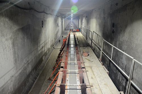 中交建設(shè)股份中管廊電纜通道隔墻E7-S7施工段混凝土澆筑完成